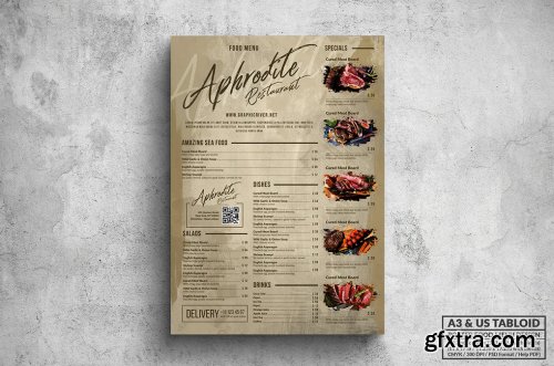 Vintage Old Food Menu - A3 & US Tabloid Poster