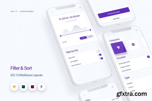 Filter & Sort - iOS 13 Wireframe Kit