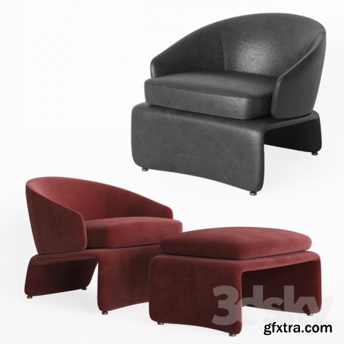  Halley Armchair & Ottoman Set Minotti 3D model