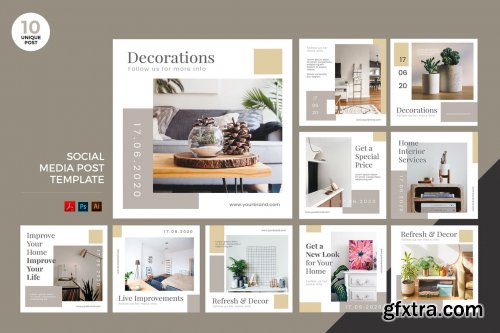 Interior Design Social Media Kit PSD & AI