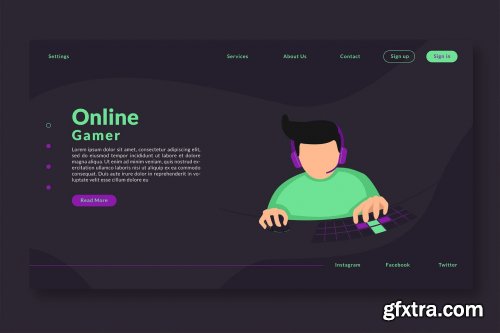 Online Gamer - Web Header & Landing Page GR