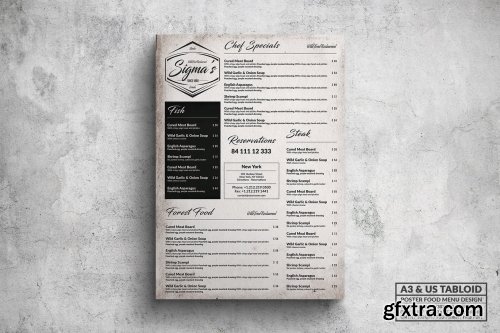 Elegant Vintage Poster Menu - A3 & US Tabloid