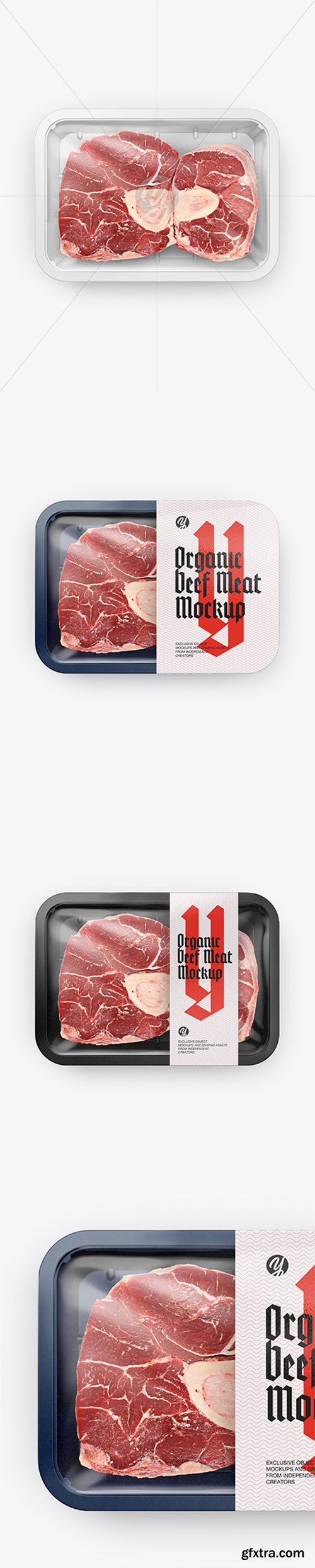 Plastic Tray With Beef Meat Mockup - Top View 29656