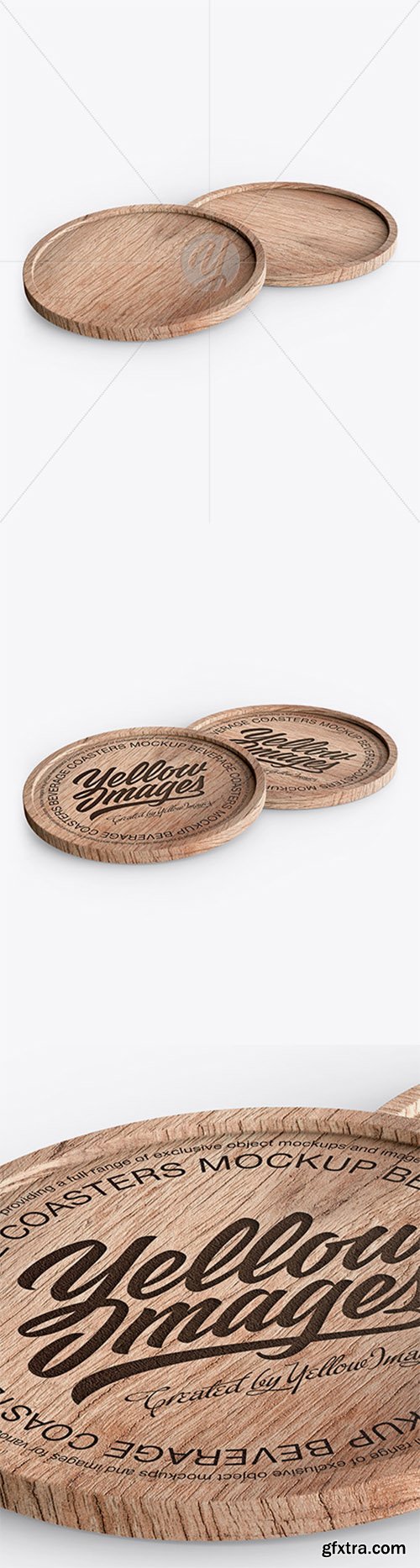 Two Wooden Beverage Coasters Mockup 34347