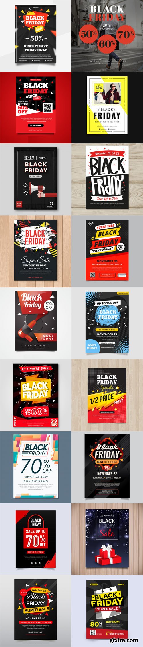 Black Friday Sales Flyers Vector Collection Vol.2