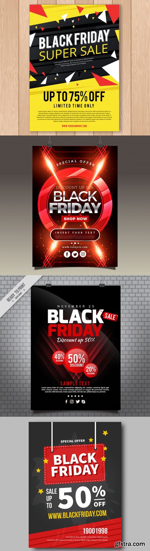 Black Friday Sales Flyers Vector Collection Vol.2