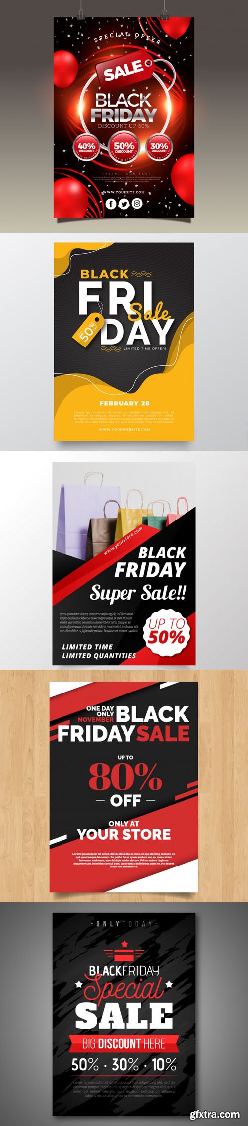 Black Friday Sales Flyers Vector Collection Vol.2