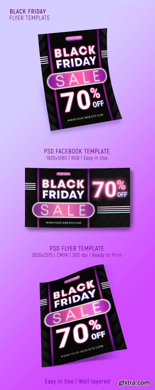 Black Friday Flyer PSD Template + Facebook Template