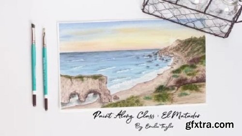 Watercolor Landscape: Watercolor Painting of El Matador Beach by Emilie Taylor