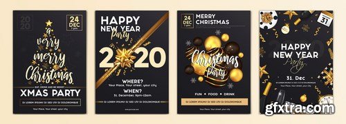 Set of 16 Christmas and Happy New Year Party Flyer