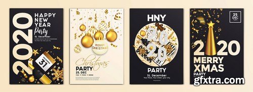 Set of 16 Christmas and Happy New Year Party Flyer