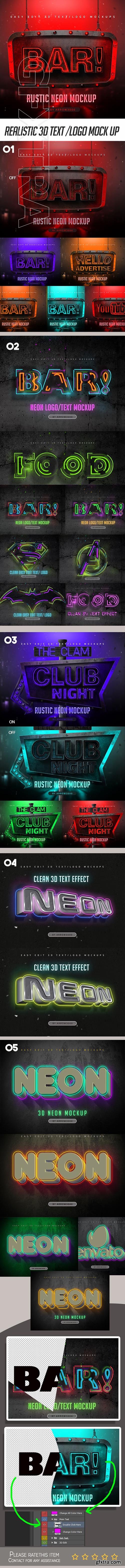 GraphicRiver - 3D Text Logo Mockup- Neon Pack 24989279