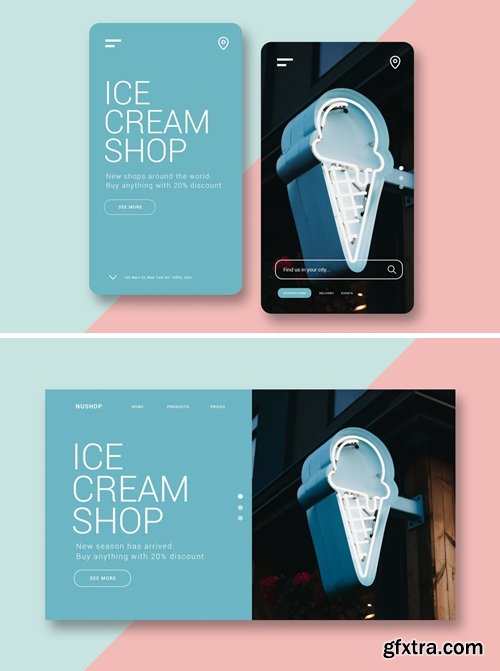 Ice Cream Shop - Mobile UI Kit and Landing Page