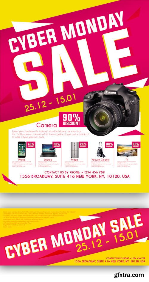 Cyber Monday Sale Flyer PSD Template + Facebook Cover