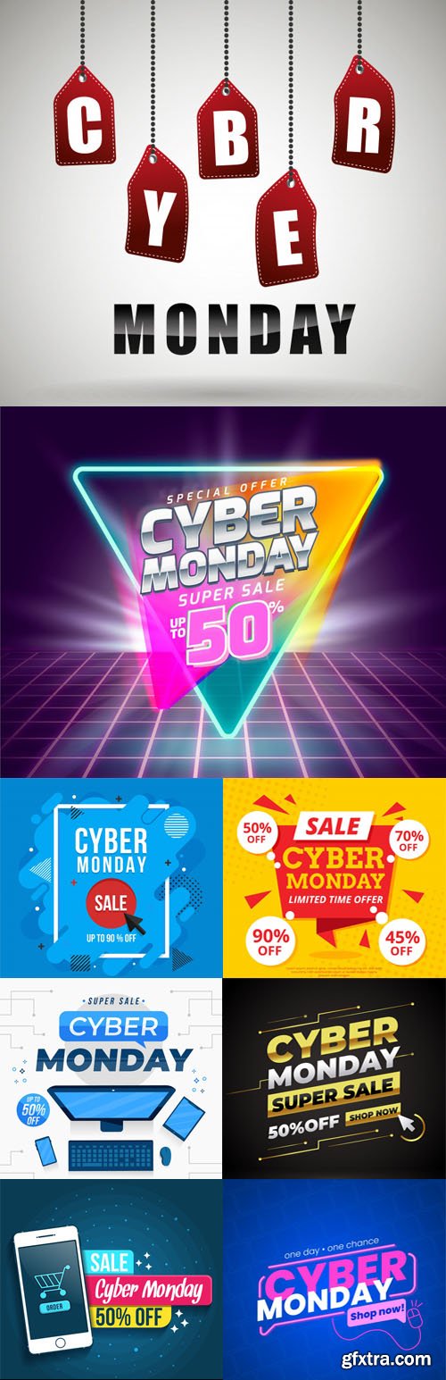 Cyber Monday Concept Flat Designs Vector Templates