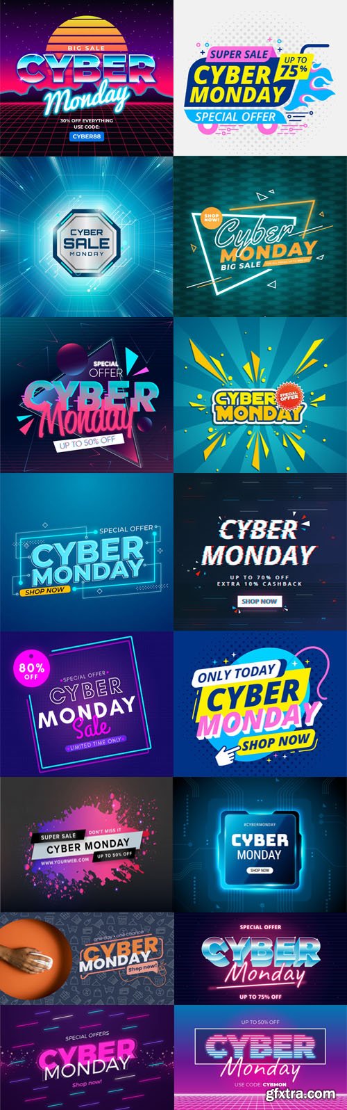 Cyber Monday Concept Flat Designs Vector Templates