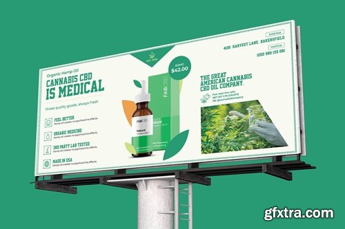 Cannabis Hemp Oil Billboard PSD Template