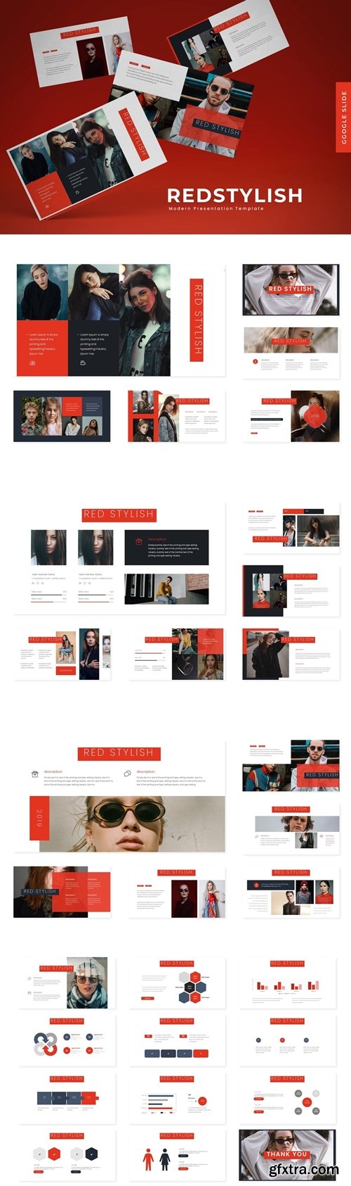 Red Stylish Powerpoint, Keynote and Google Slides Templates