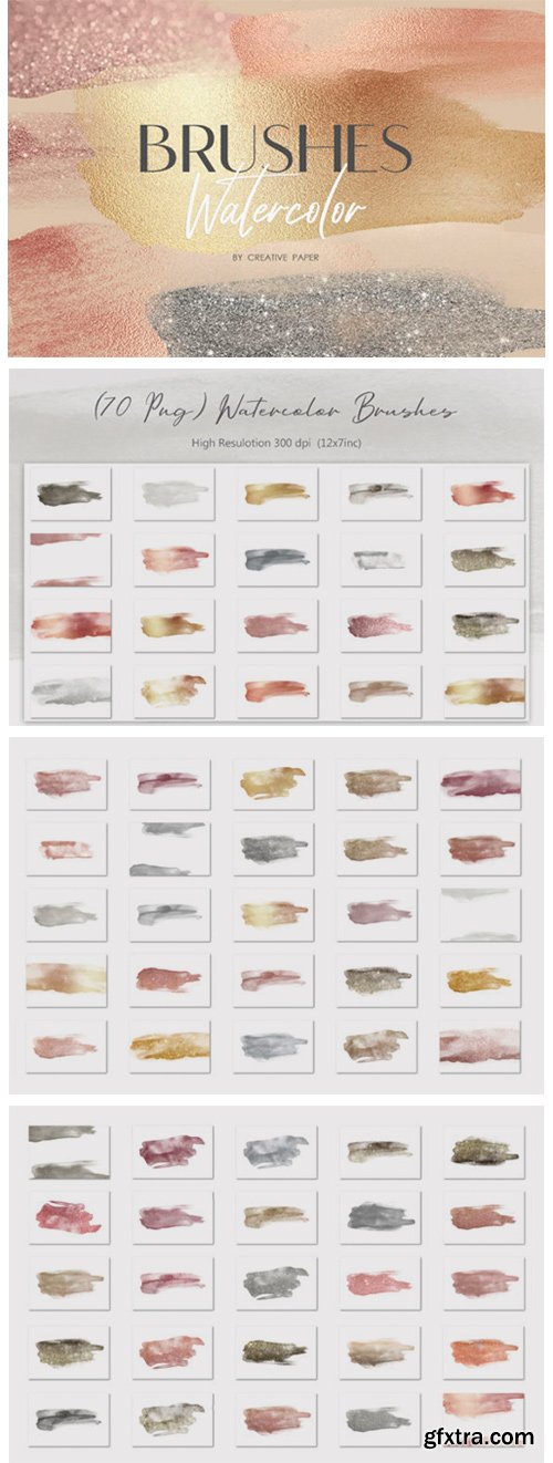 Watercolor Brushes (PNG) 70 Textures 2180571