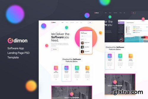 Dimon - Software App Landing Page PSD Template