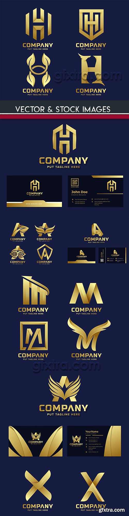 Gold business logos corporate company design 36