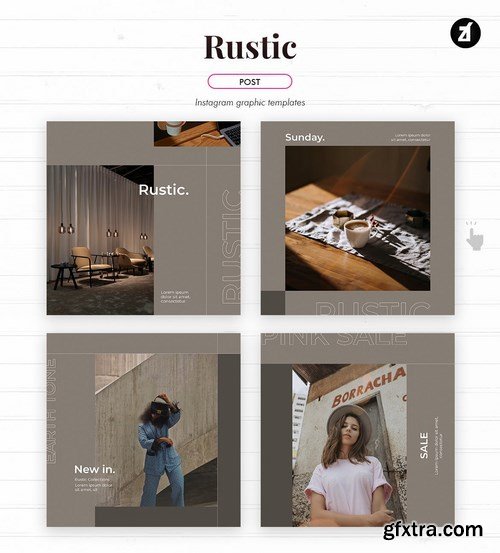 Rustic social media graphic templates