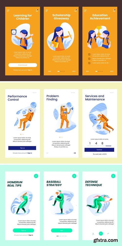 Onboarding Screen Space Science Theme PSD and AI