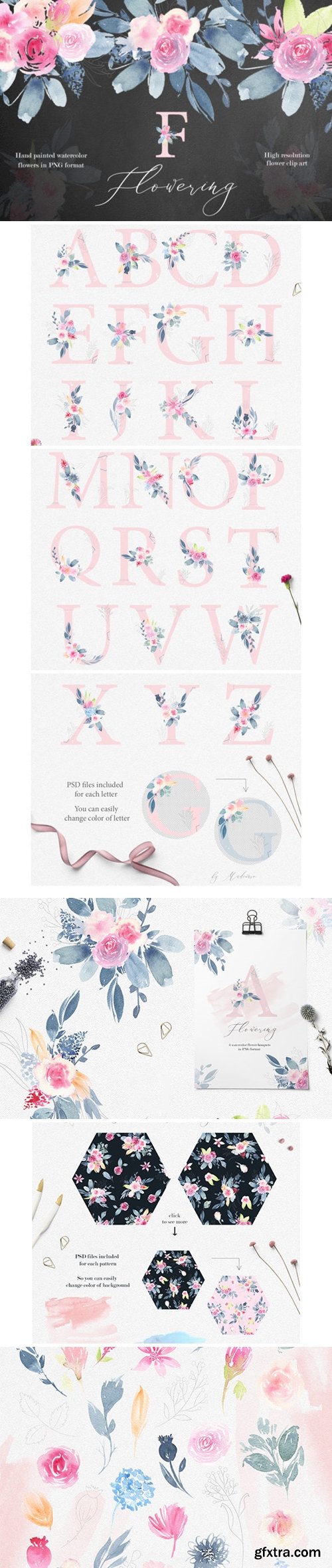 Flowering Watercolor Graphic Set 2194165