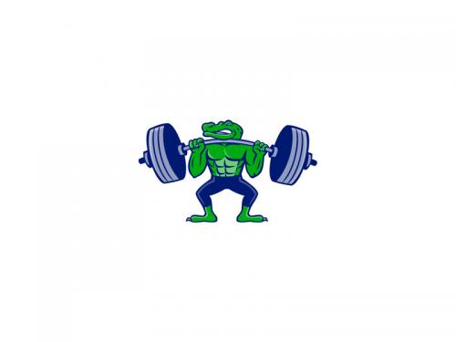 Alligator Lifting Heavy Barbell Mascot - alligator-lifting-heavy-barbell-mascot