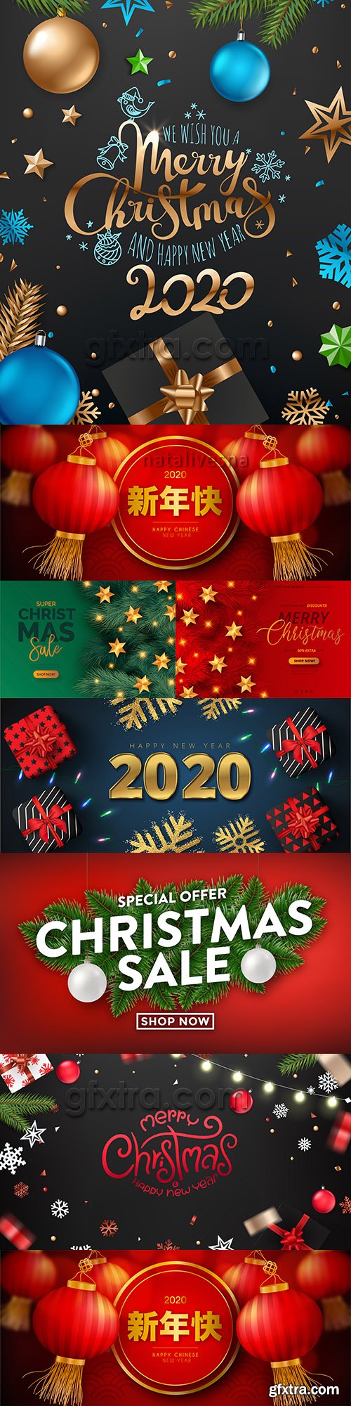 Merry Christmas and New Year background decorative 27