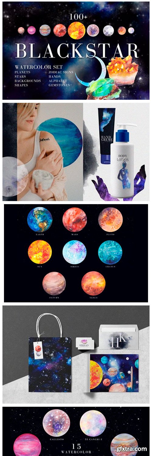 Watercolor Space, Cosmos Graphic Set 2195009