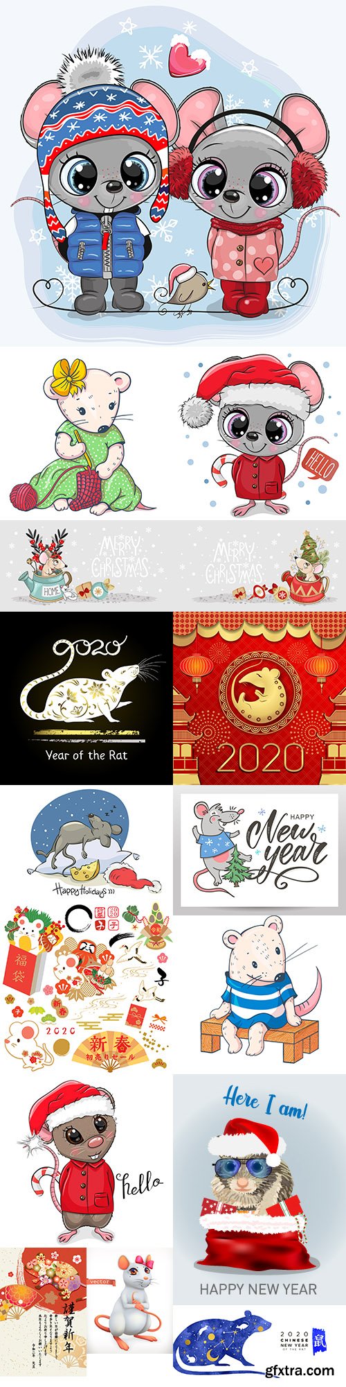 Rat cartoon symbol of New Year 2020 illustration 15