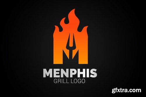 Letter Fire Grill Logos