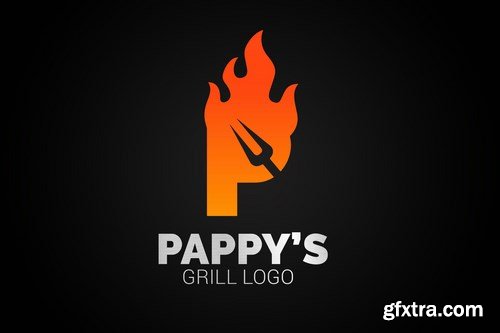 Letter Fire Grill Logos