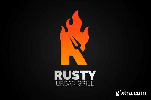 Letter Fire Grill Logos