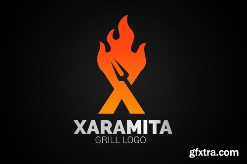 Letter Fire Grill Logos