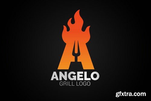 Letter Fire Grill Logos