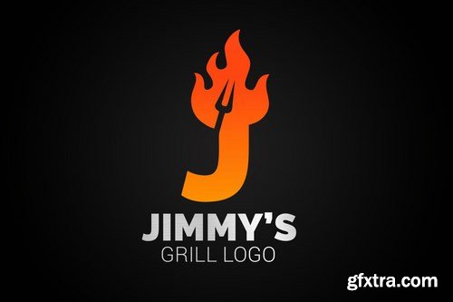 Letter Fire Grill Logos