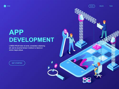 App Development Isometric Landing Page Template - app-development-isometric-landing-page-template