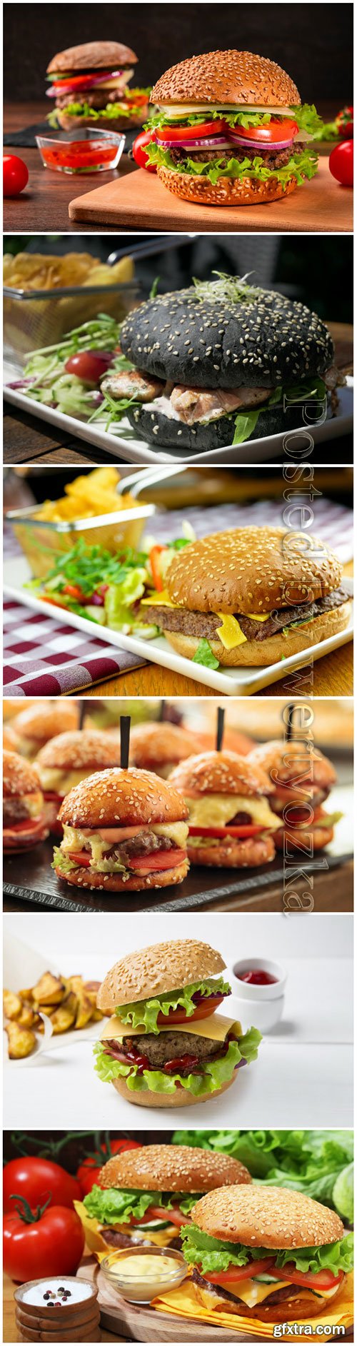 Fresh hamburgers with vegetables