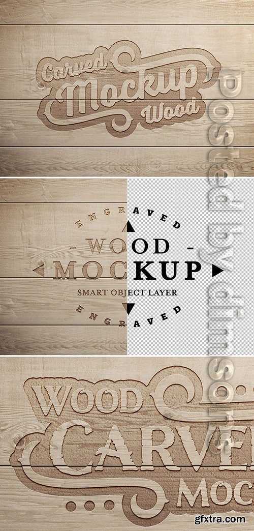 Engraved Wood Text Effect Mockup 307015650