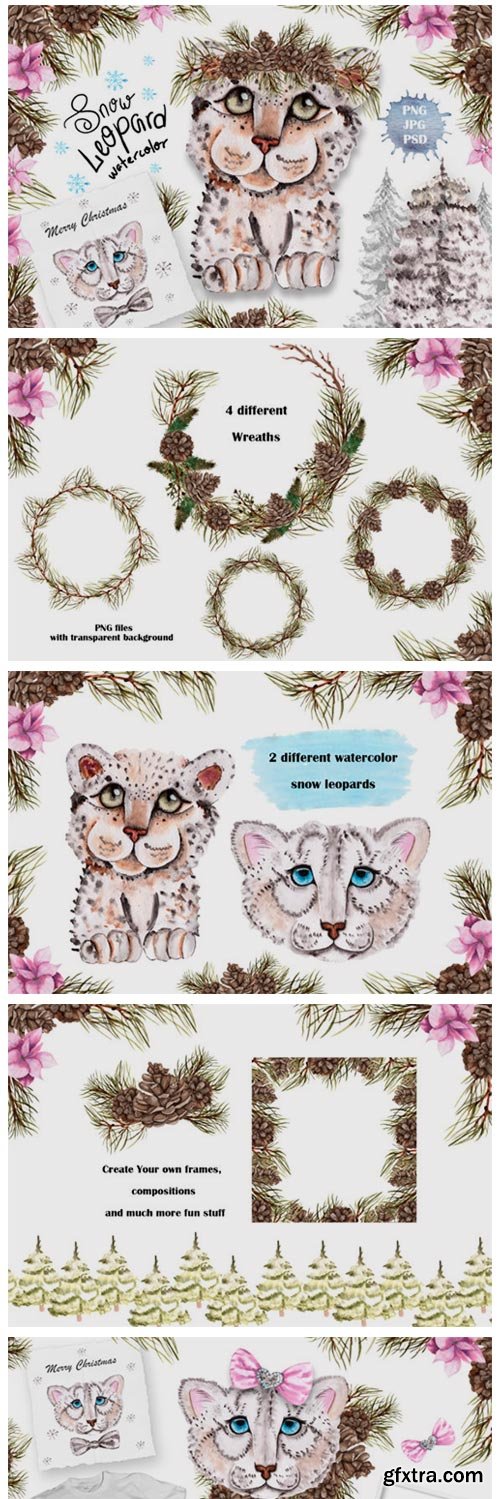 Snow Leopard Watercolor Set 2126965