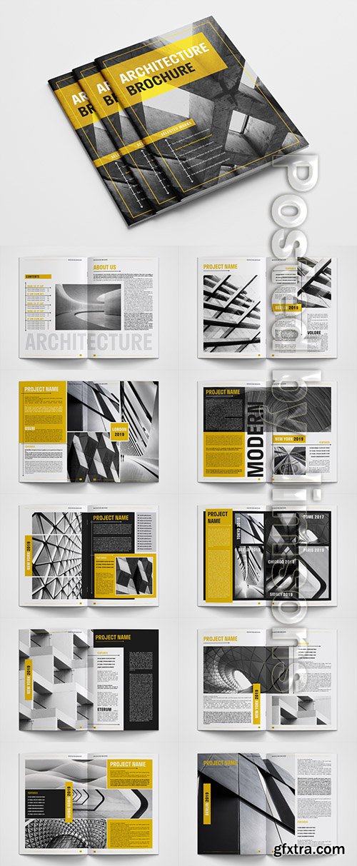 Brochure Layout with Yellow Accents 307433138