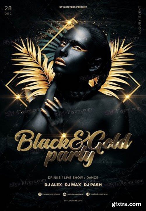 Black and Gold Party V0212 2019 PSD Flyer Template