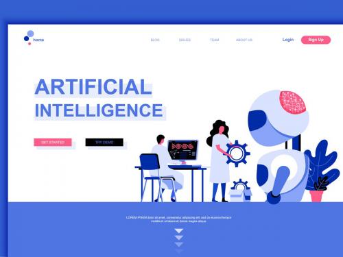 Artificial Intelligence Flat Landing Page Template - artificial-intelligence-flat-landing-page-template