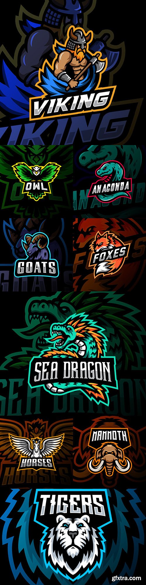 Cybersport mascot head animals design logo gaming 2