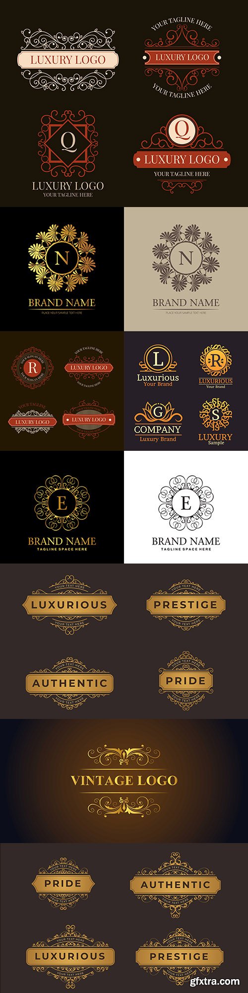 Luxury brand name design vintage gold decorative