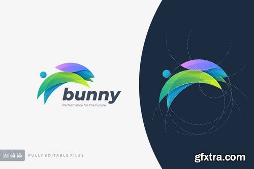 Bunny Colorful Grid Logo Template