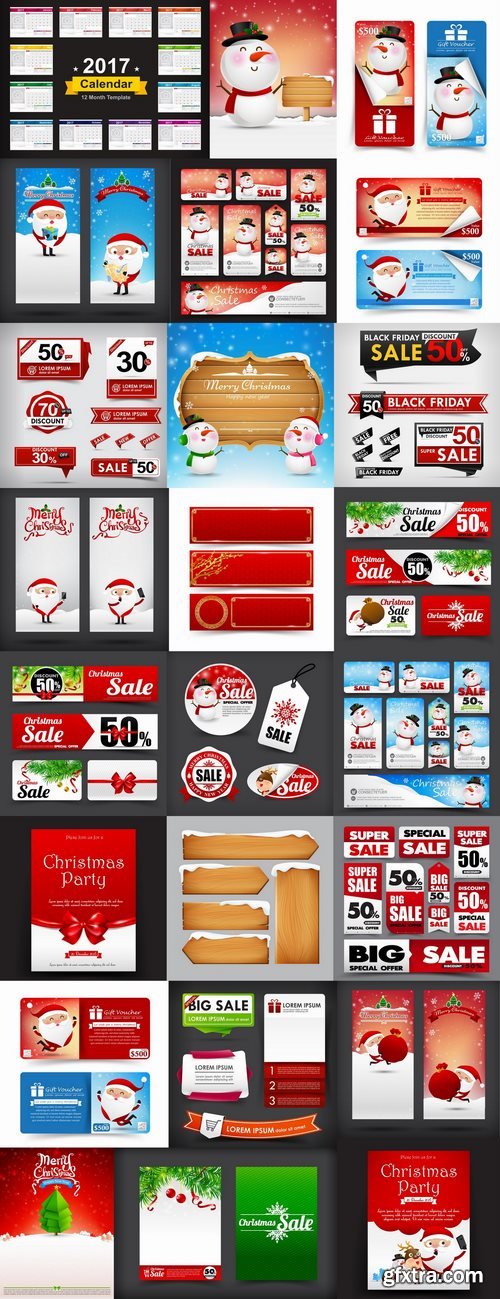 New Year banner Christmas flyer sticker label discount sale EPS 24