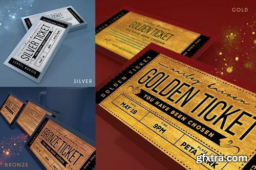 Multipurpose Golden Ticket Invitation